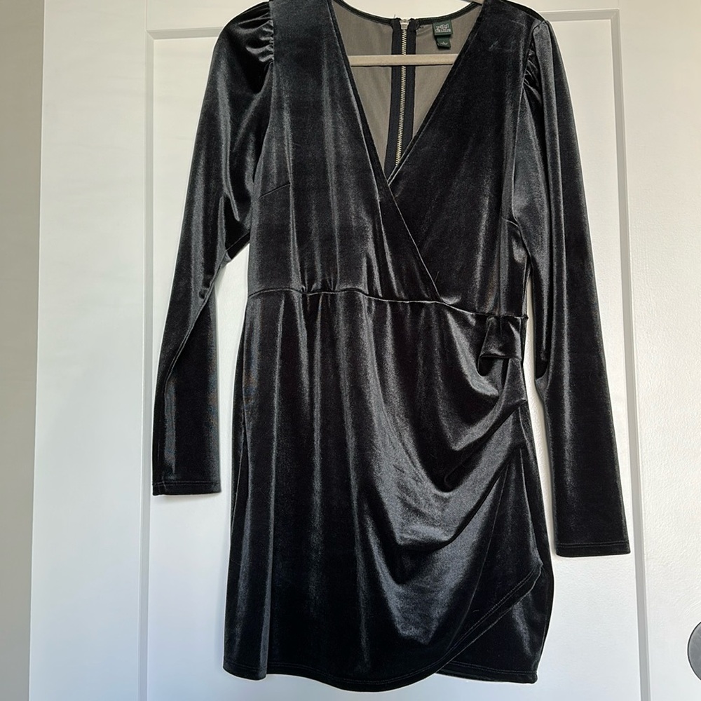 Dark Blue Velvet Mini Dress